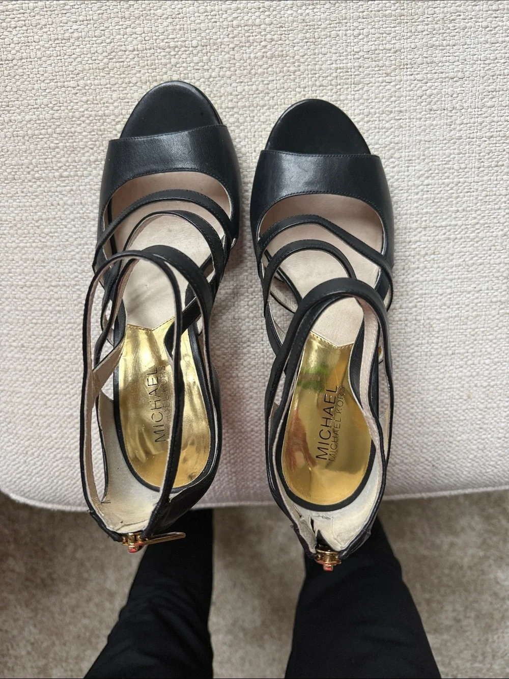 Michael Kors Black Strappy Open-Toe Heels
